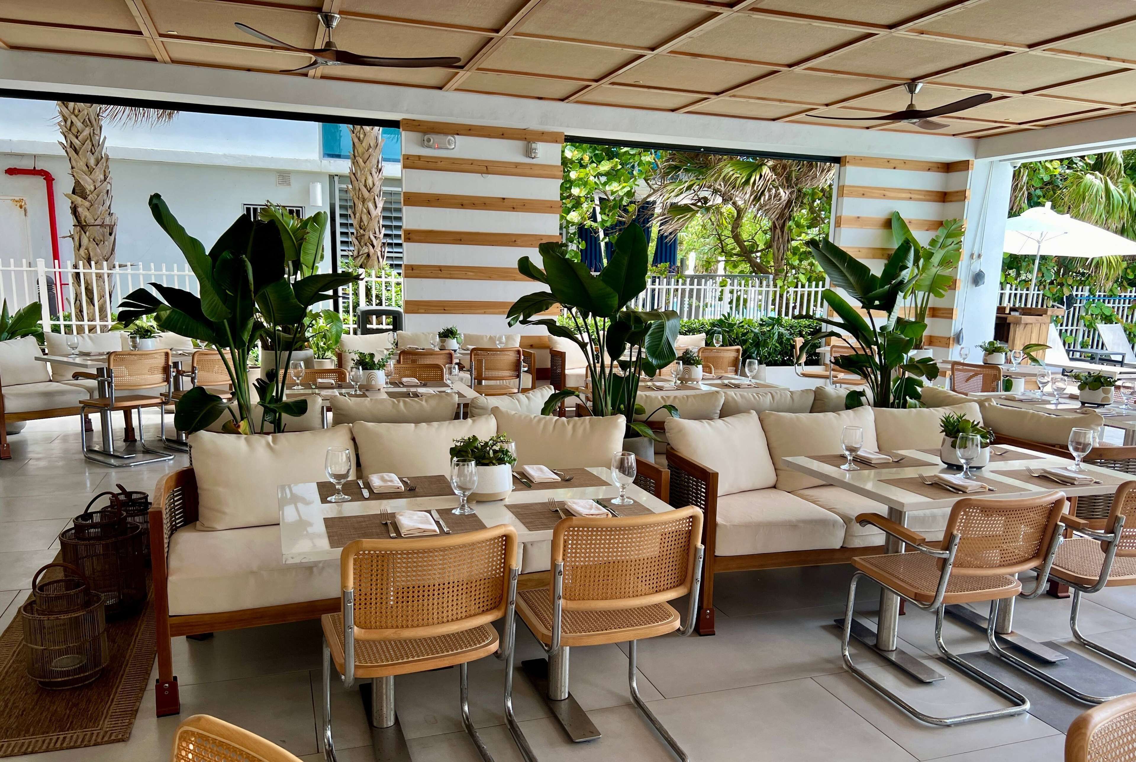 Breakfast, lunch, brunch served; Mediterranean cuisine, beach views 