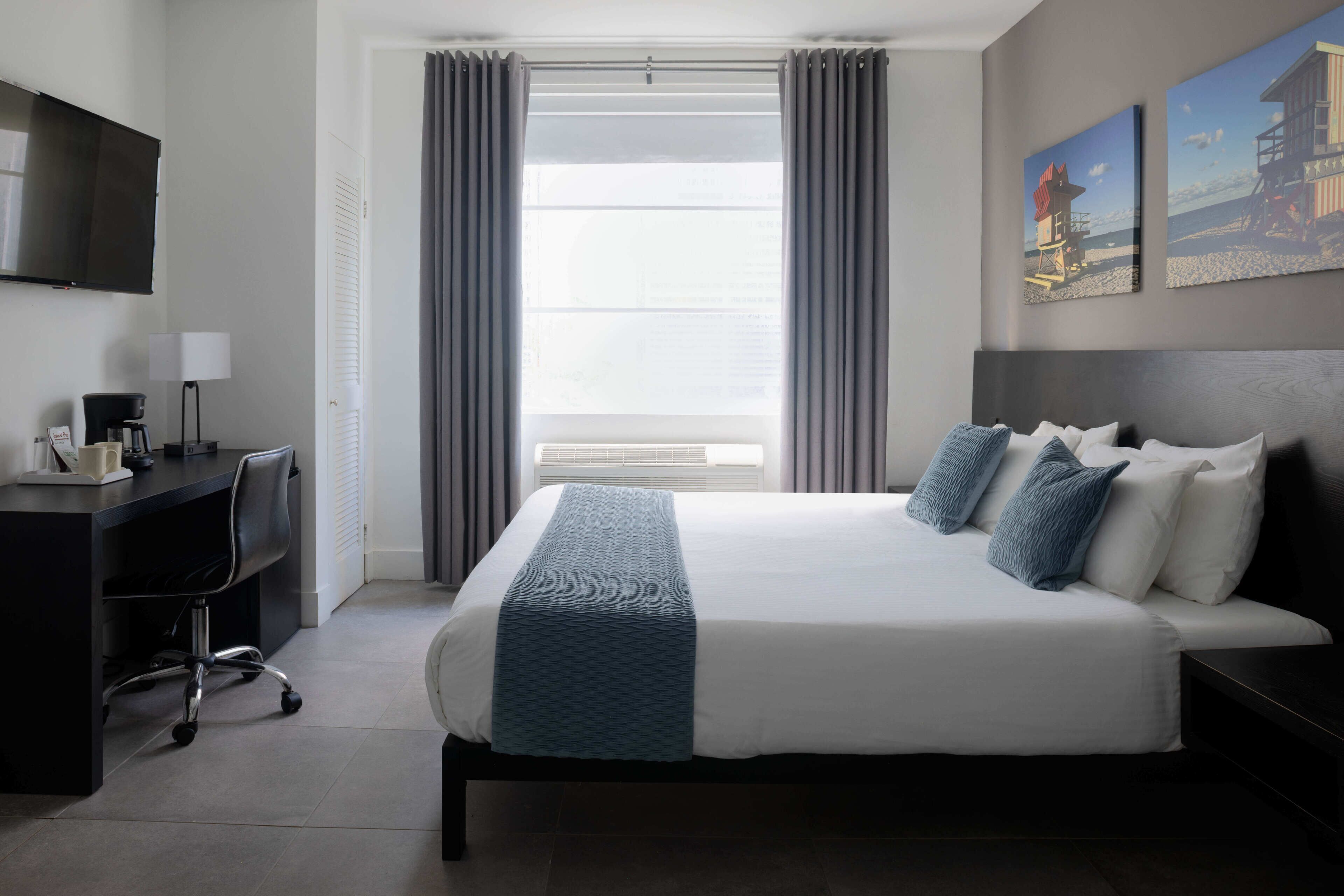 Premium bedding, memory foam beds, in-room safe, desk