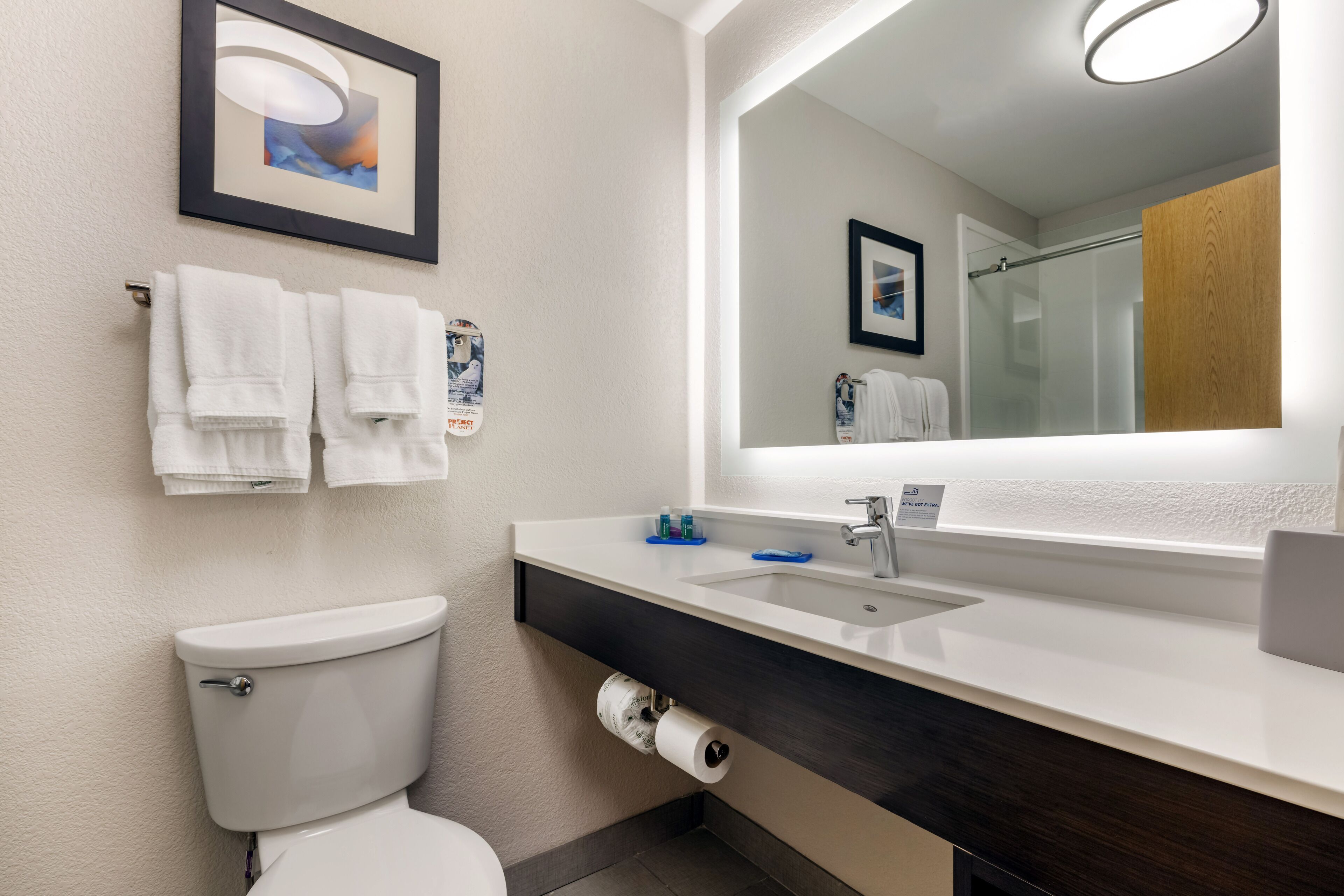 Free toiletries, hair dryer, towels