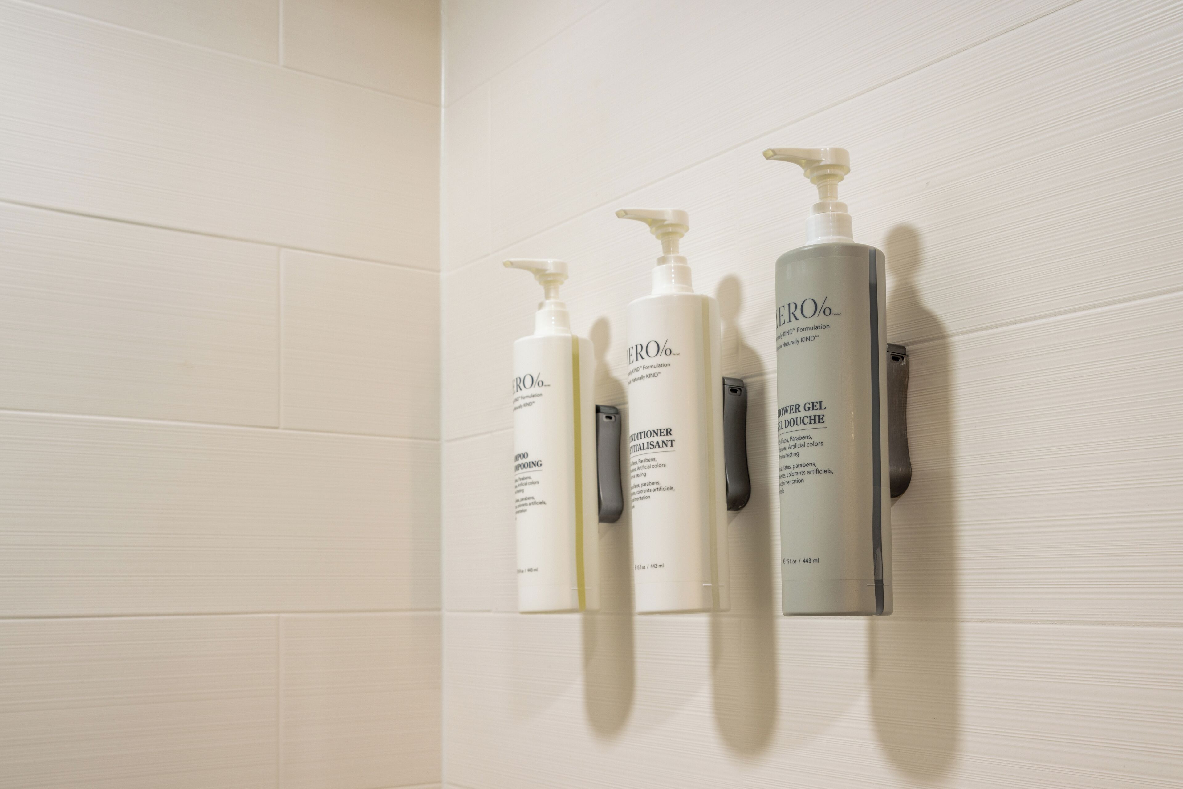 combined shower/bathtub, free toiletries, hair dryer, towels