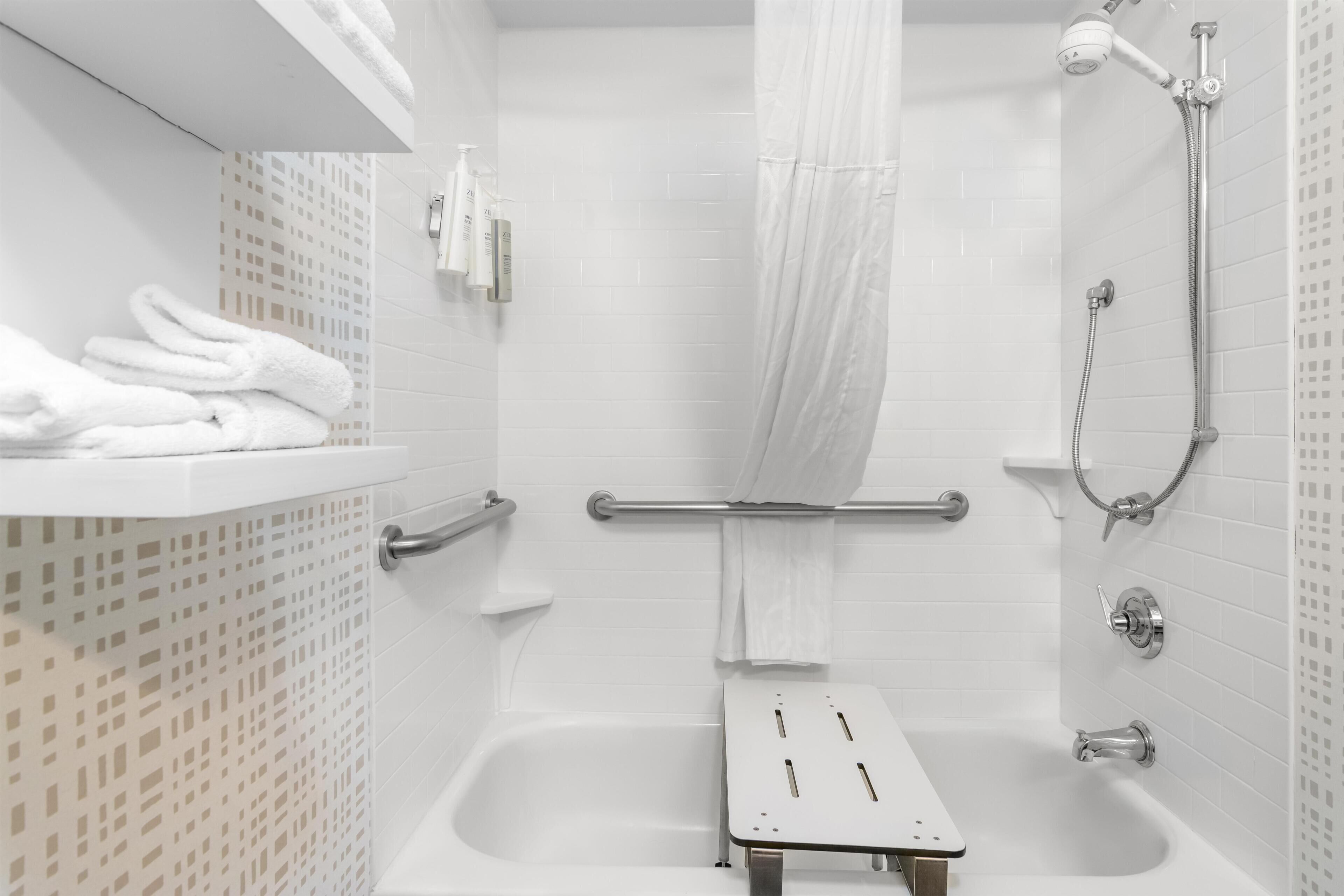 Room, 1 King Bed, Accessible | Bathroom shower
