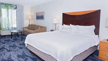 Down duvets, desk, blackout curtains, iron/ironing board