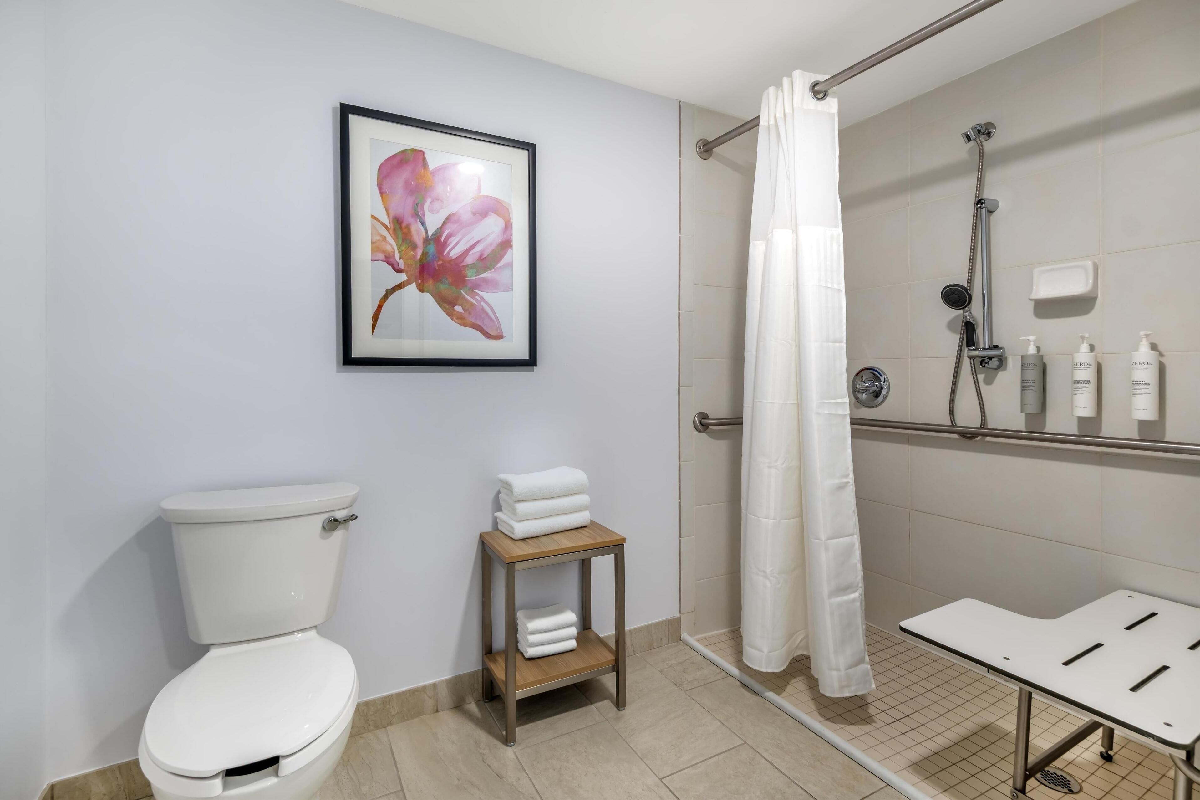 room, accessible, non smoking (hearing impaired/roll-in shower) | bathroom shower