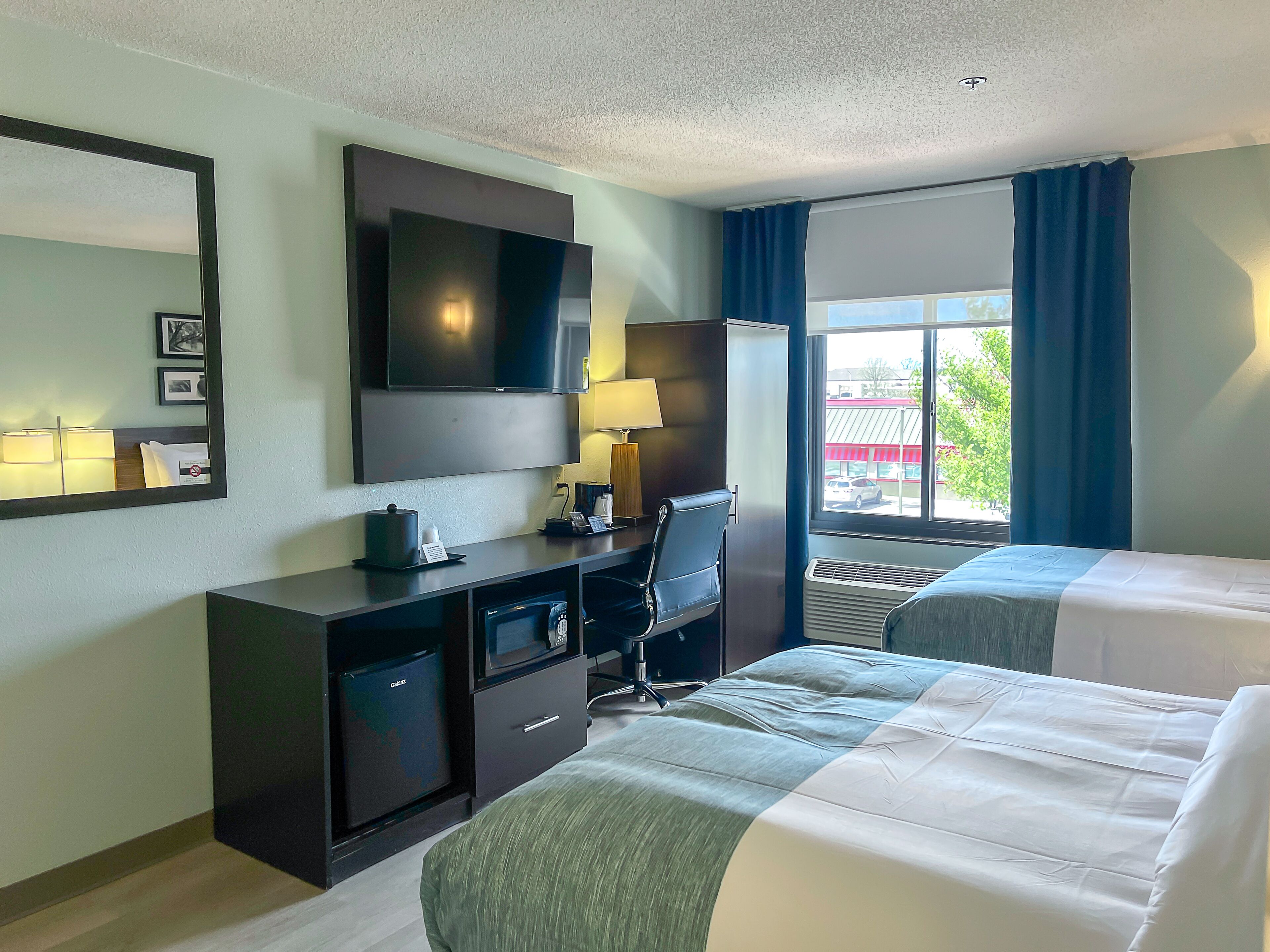 room, 2 double beds, non smoking | premium bedding, desk, blackout curtains, iron/ironing board