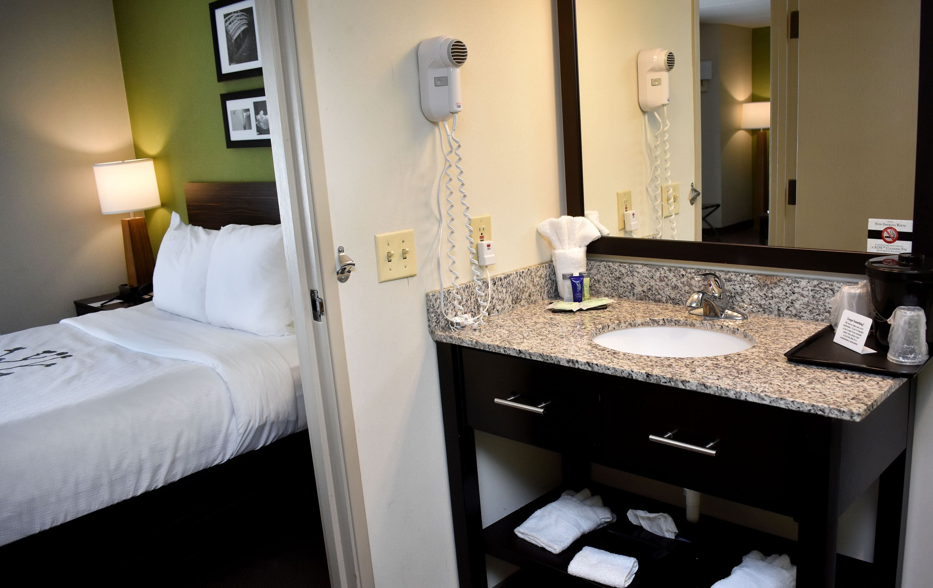 suite, 1 queen bed, non smoking | bathroom | free toiletries, hair dryer, towels, soap