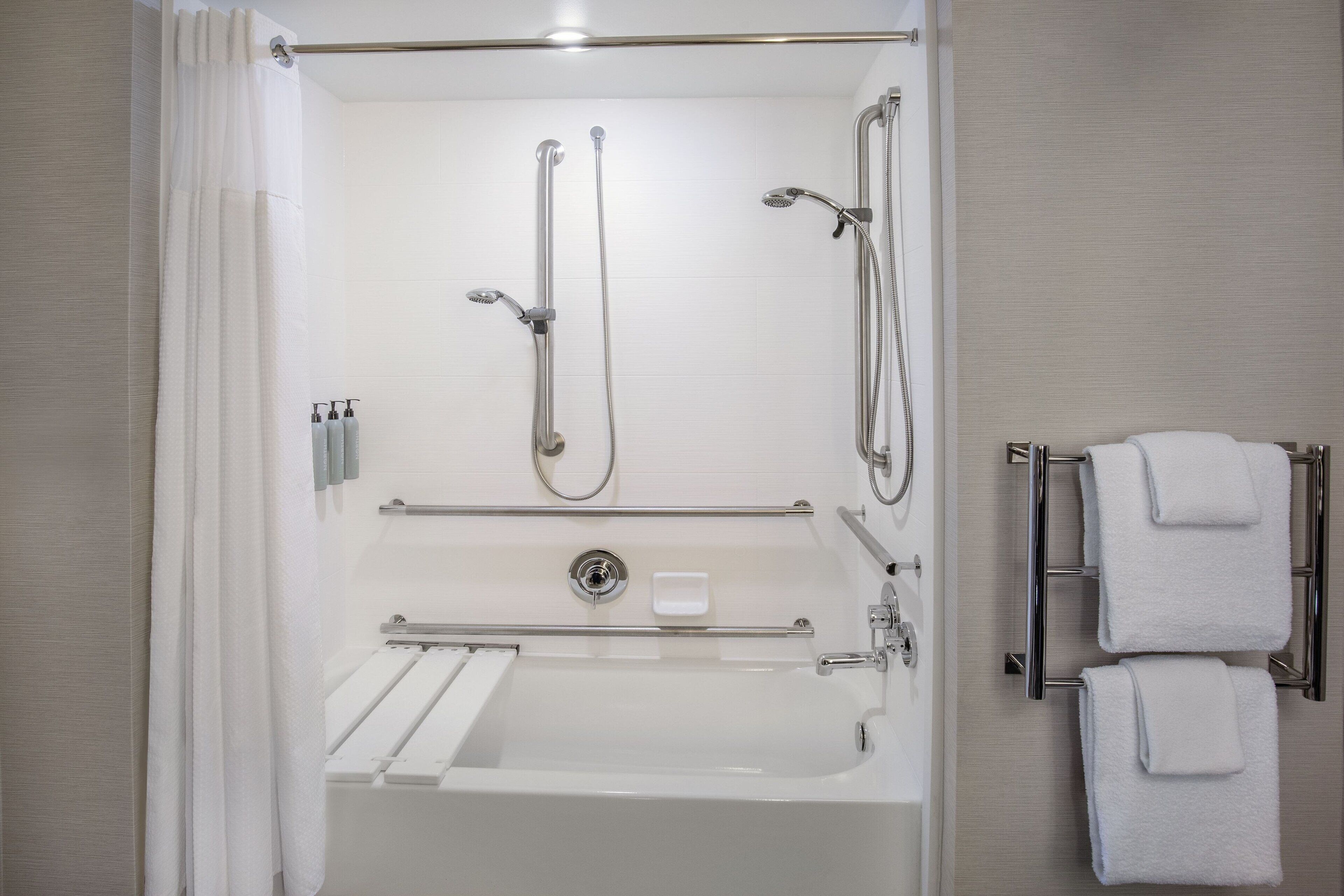 free toiletries, hair dryer, towels