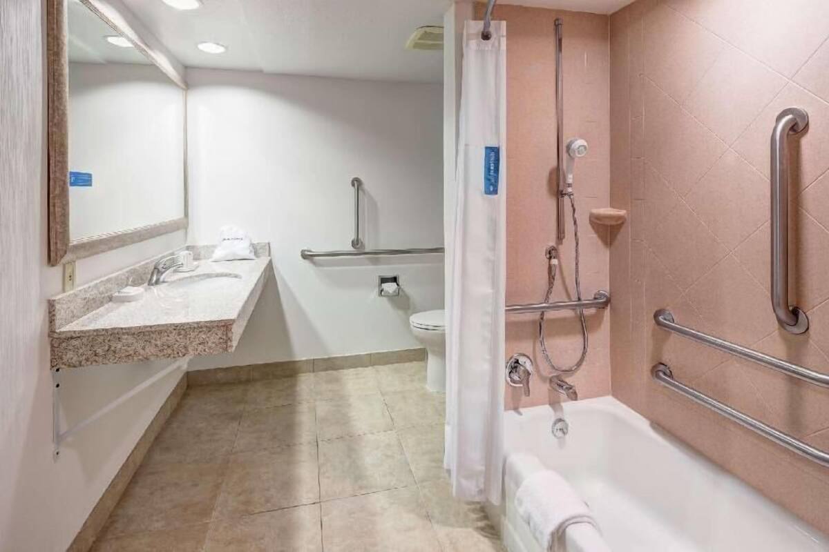 Bathroom | Shower, hair dryer, towels