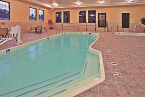 Indoor pool, open 9:00 AM to 11:00 PM, sun loungers