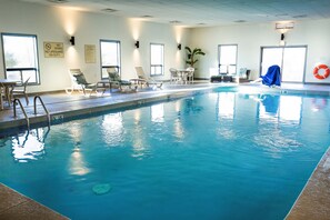 Indoor pool, open 7:30 AM to 10:00 PM, pool umbrellas, pool loungers