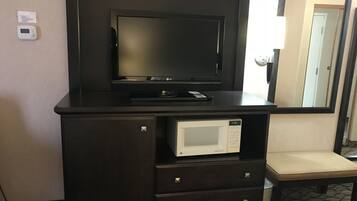 Desk, laptop workspace, iron/ironing board, cots/infant beds