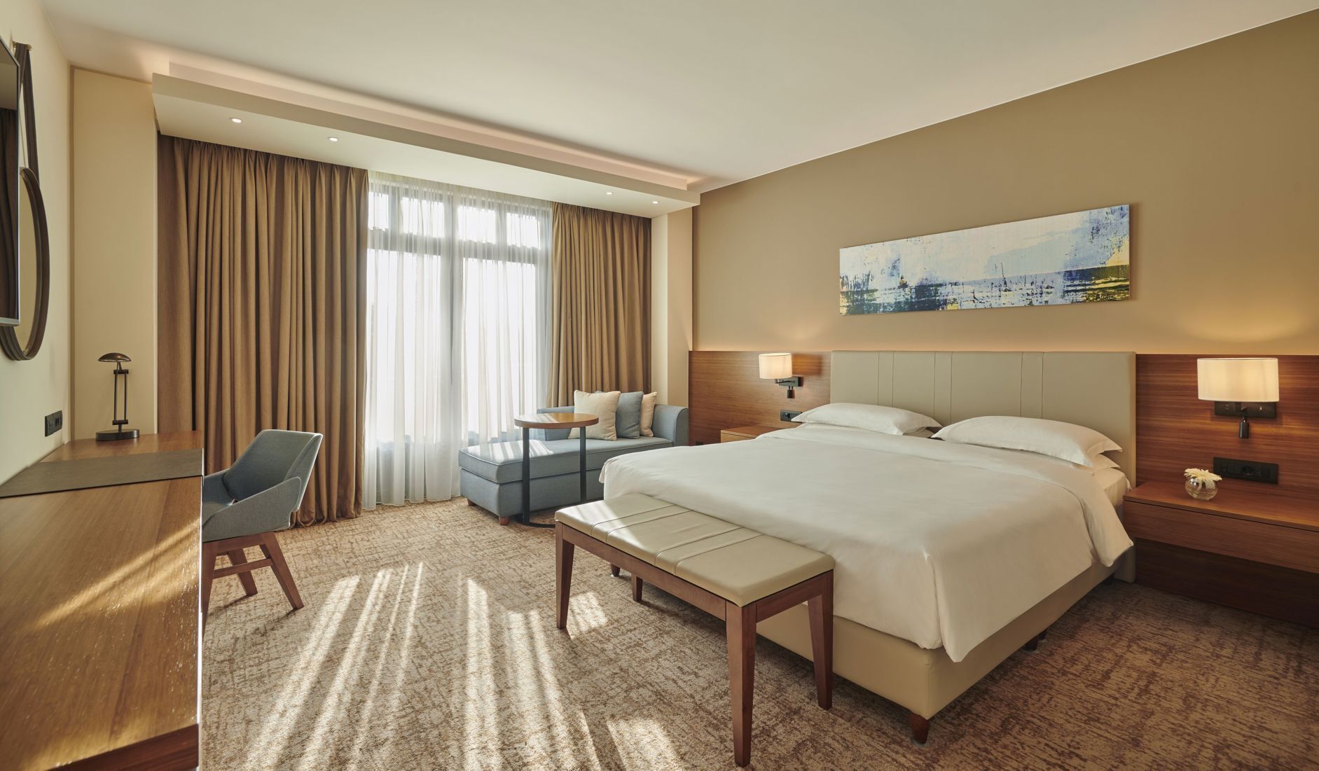 Premium bedding, in-room safe, desk, blackout curtains