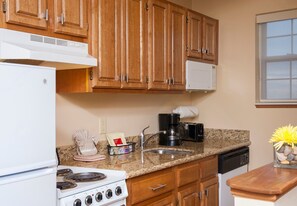 Fridge, microwave, oven, coffee/tea maker