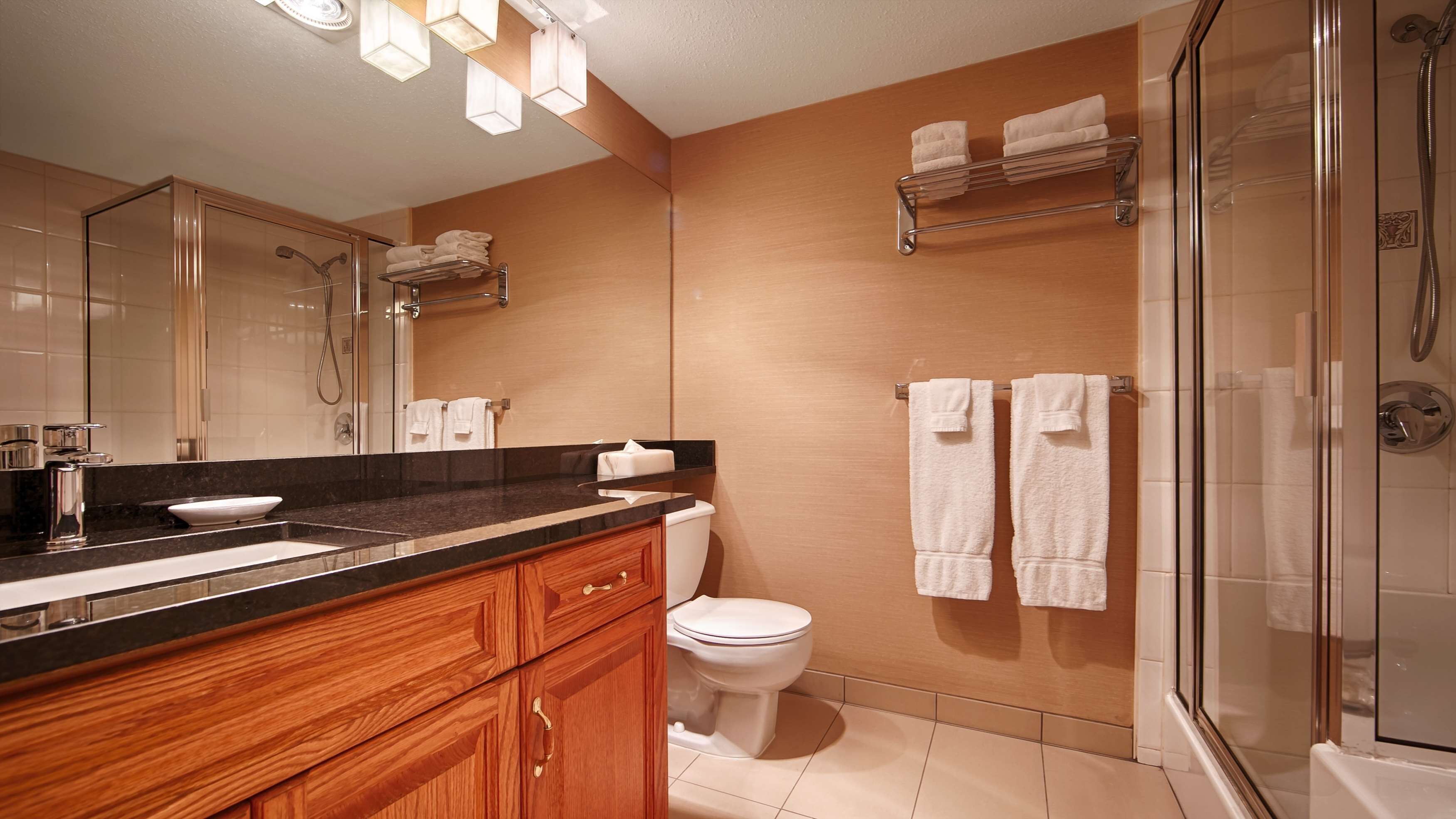 free toiletries, hair dryer, towels