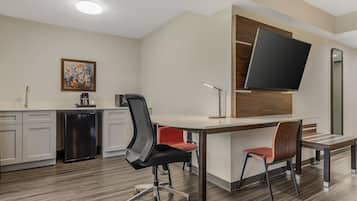Pillow-top beds, desk, laptop workspace, blackout curtains