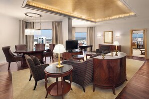 42-inch LCD TV with cable channels, TV, iPod dock