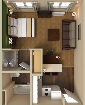 Studio Deluxe, 1 très grand lit et 1 canapé-lit, non-fumeurs | Bureau, espace de travail pour ordinateur portable, Wi-Fi gratuit