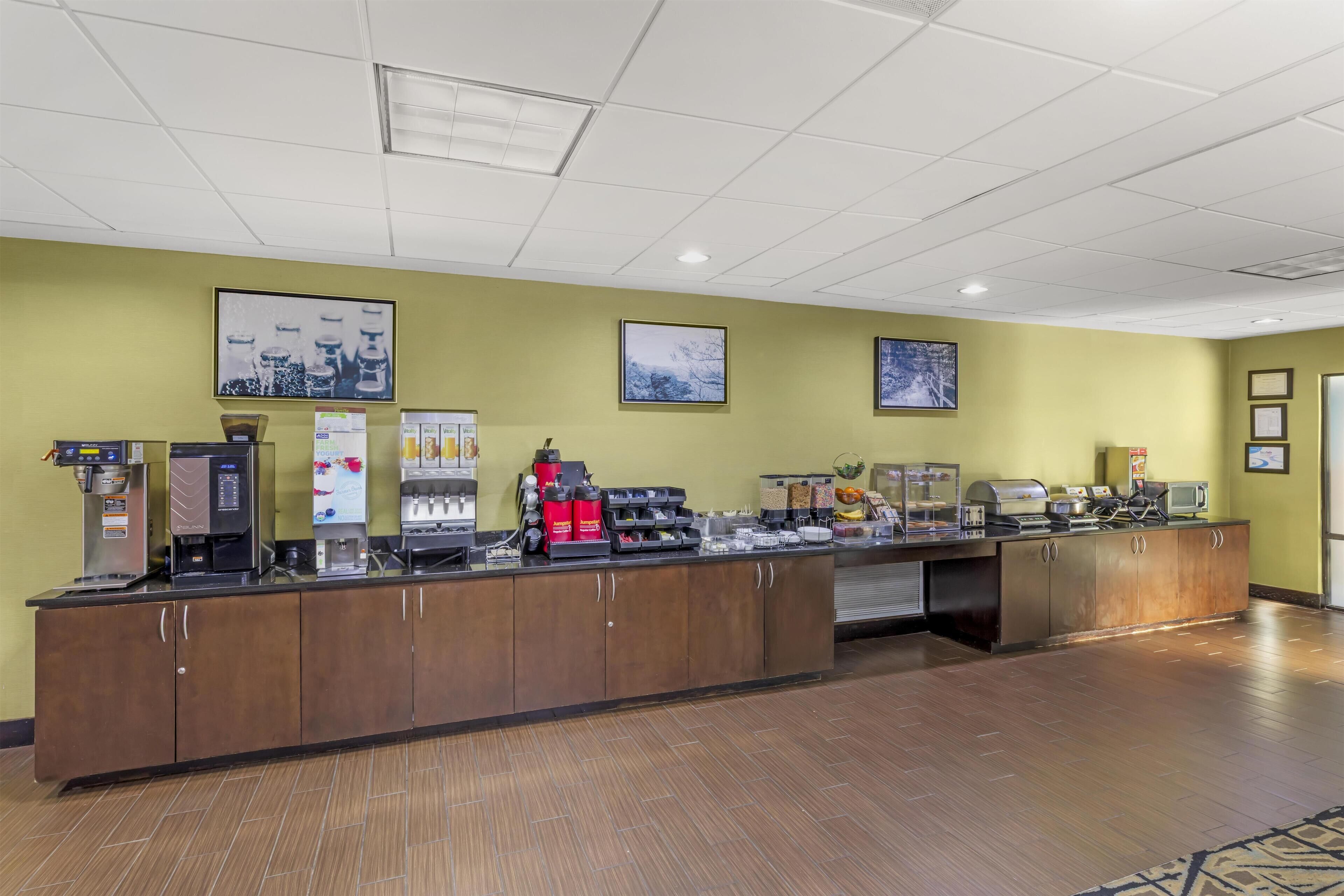 Free daily self-service breakfast 