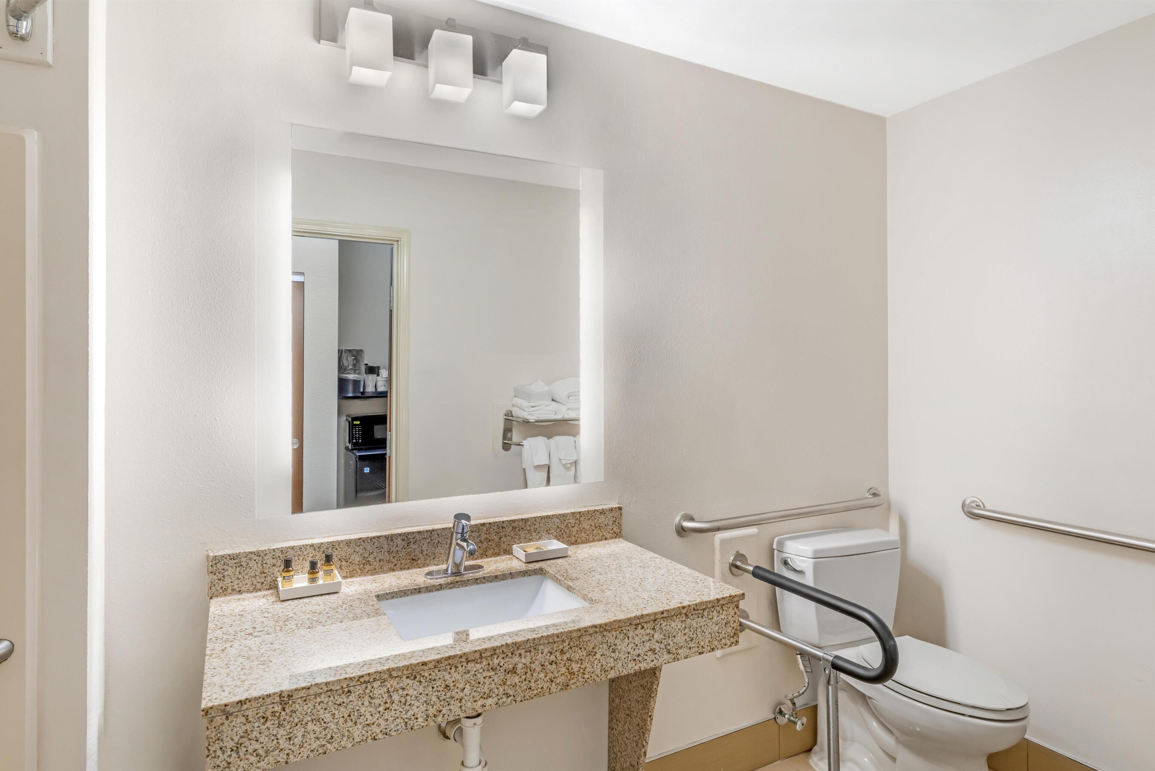 Standard Room, 2 Queen Beds, Accessible, Non Smoking | Bathroom | Free toiletries, hair dryer, towels, soap