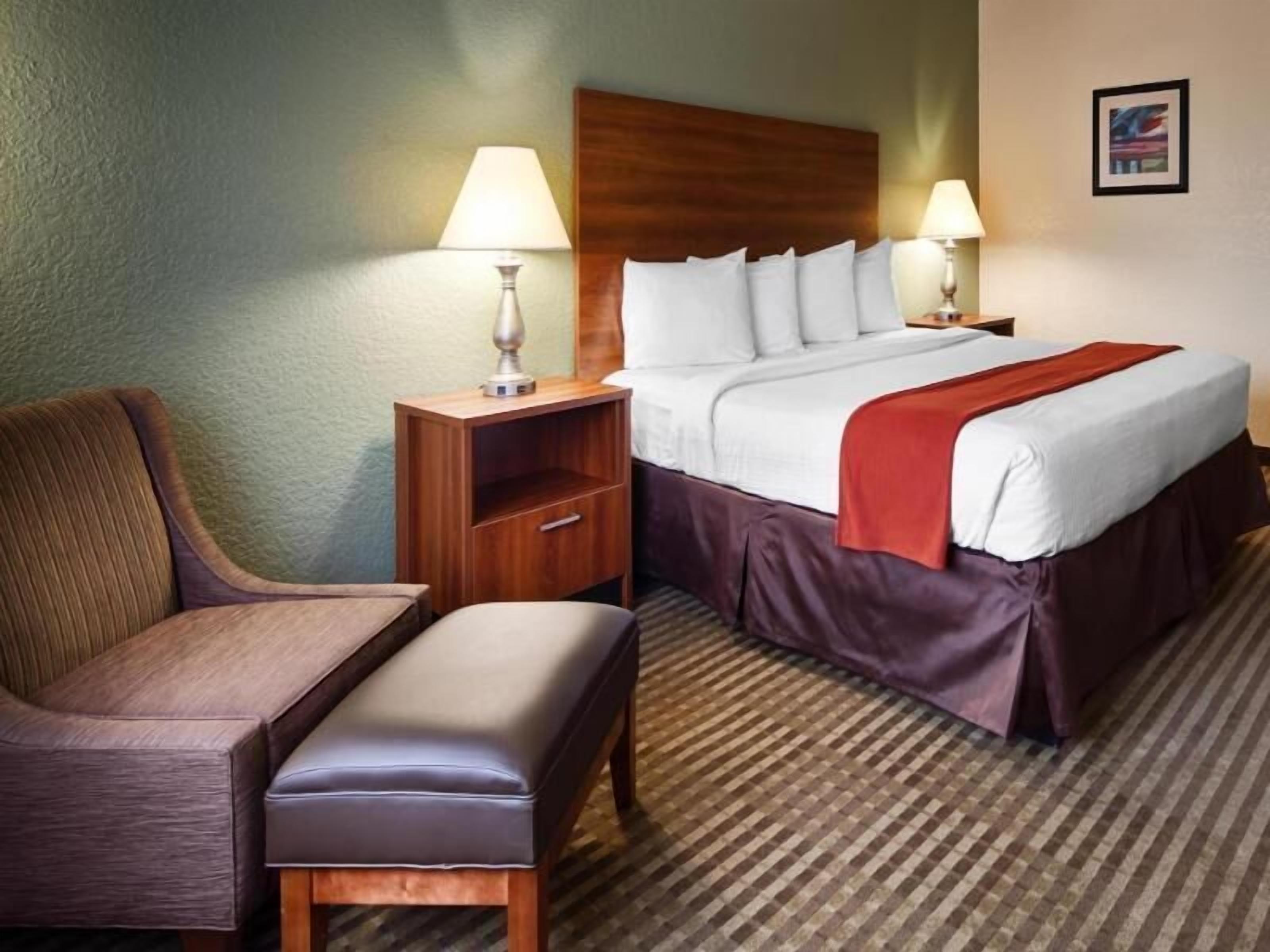 Desk, blackout curtains, soundproofing, iron/ironing board