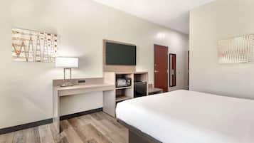 Desk, blackout drapes, soundproofing, iron/ironing board