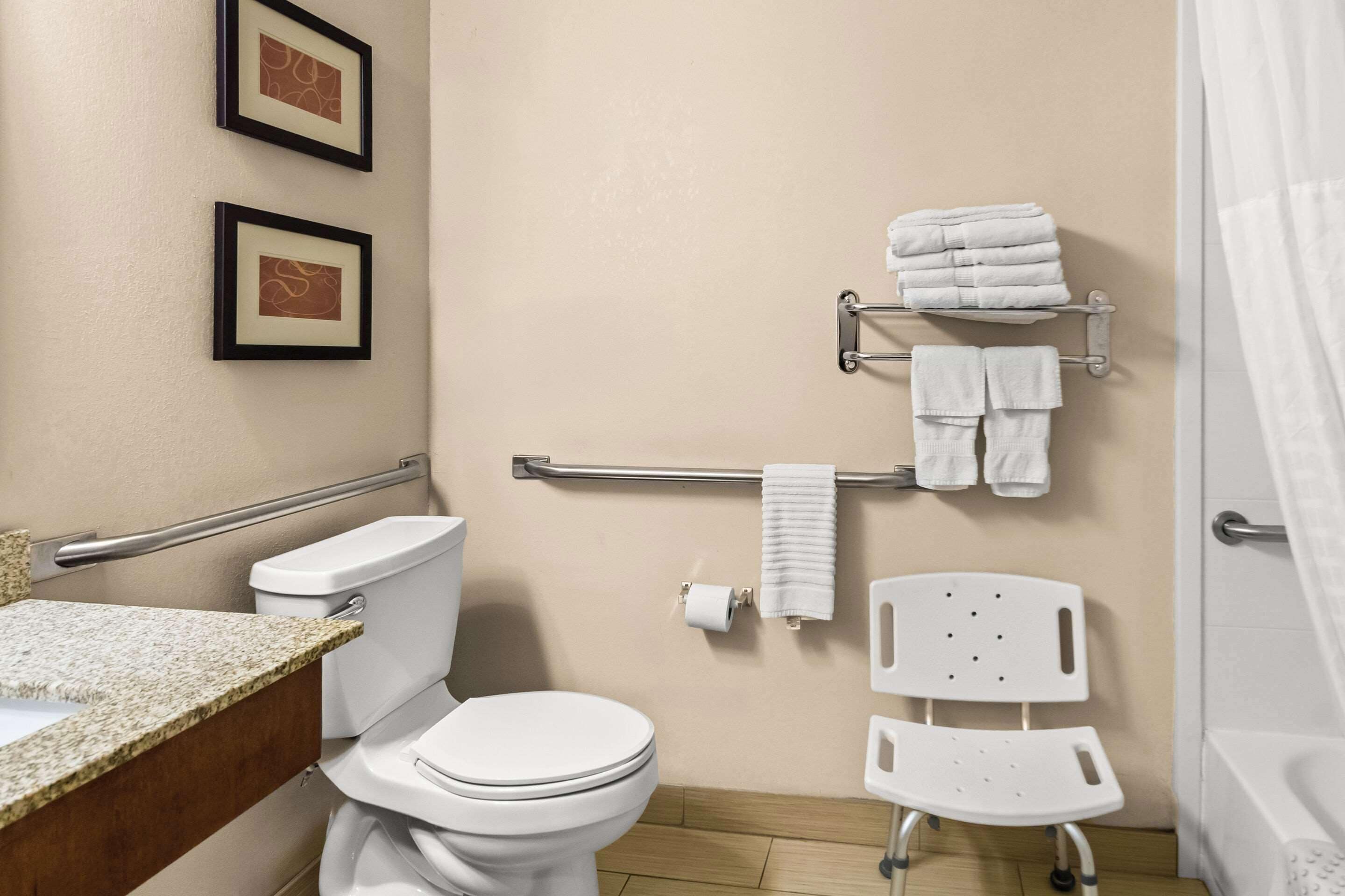 suite, 1 queen bed, accessible, non smoking | premium bedding, desk, blackout curtains, iron/ironing board