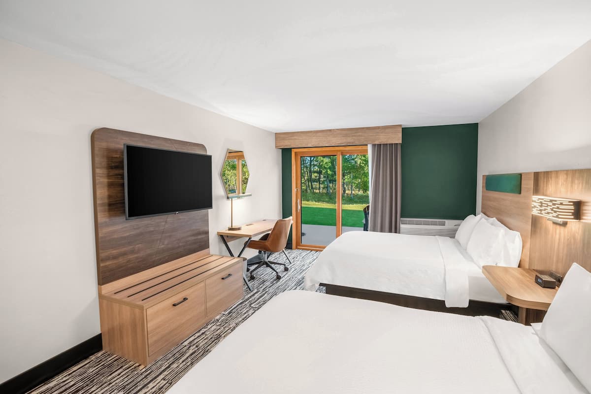 room, 2 queen beds, mobility accessible, lake view | 1 bedroom, in-room safe, desk, blackout curtains