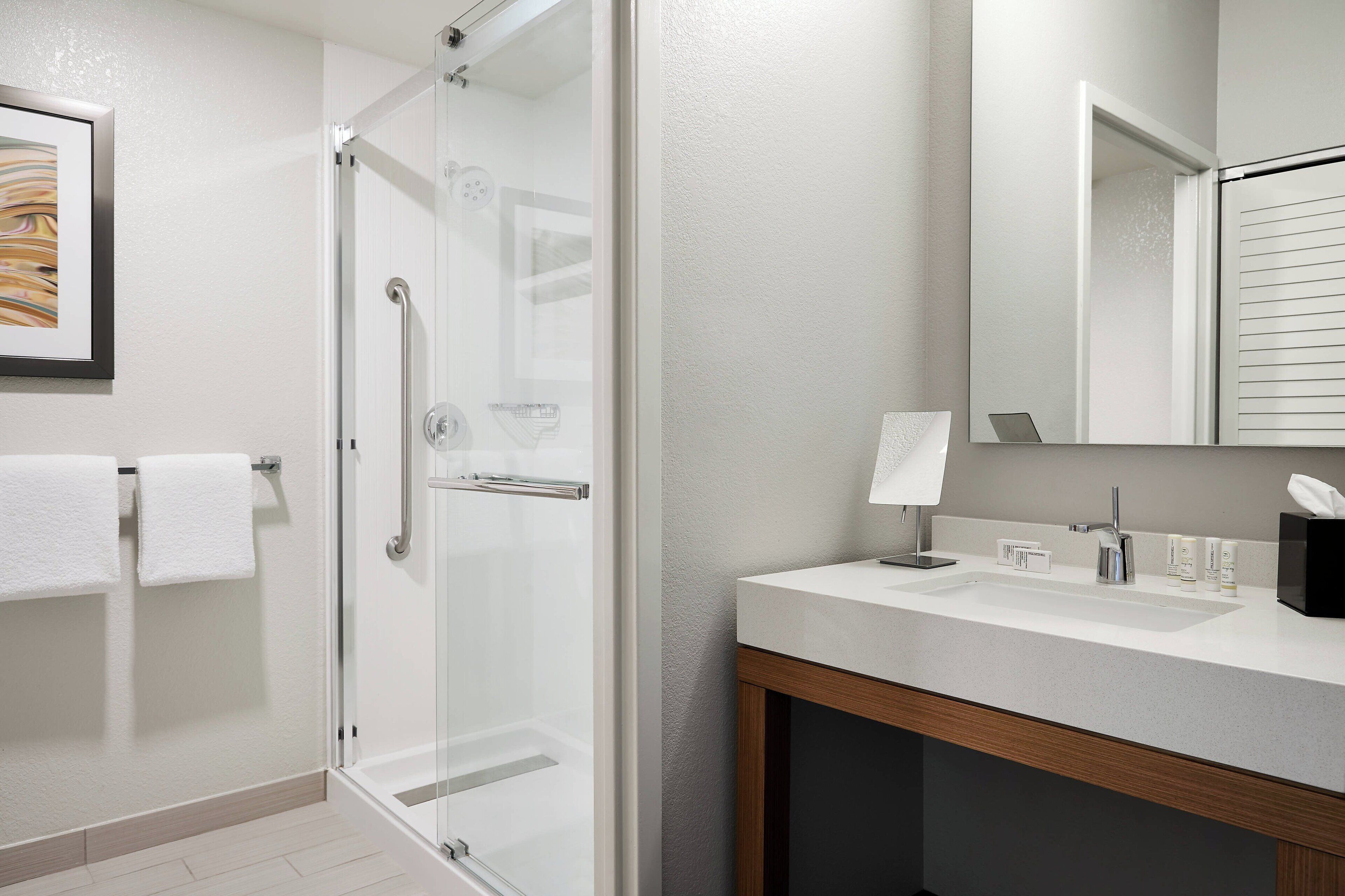 free toiletries, hair dryer, towels