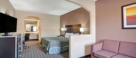 Desk, laptop workspace, iron/ironing board, free cots/infant beds