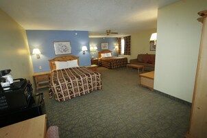 2 Queen Beds, Family Suite, Non-Smoking | Desk, blackout drapes, iron/ironing board, free WiFi