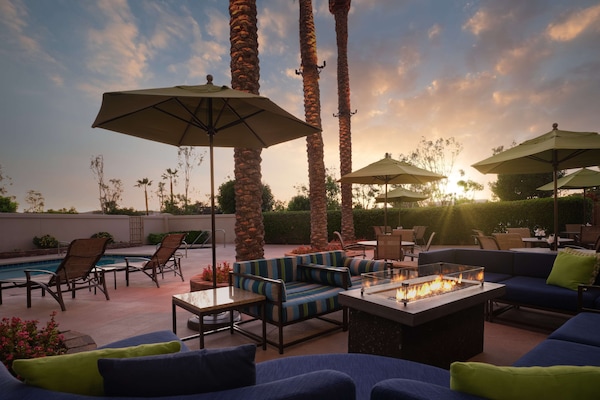 Outdoor pool, pool umbrellas, pool loungers