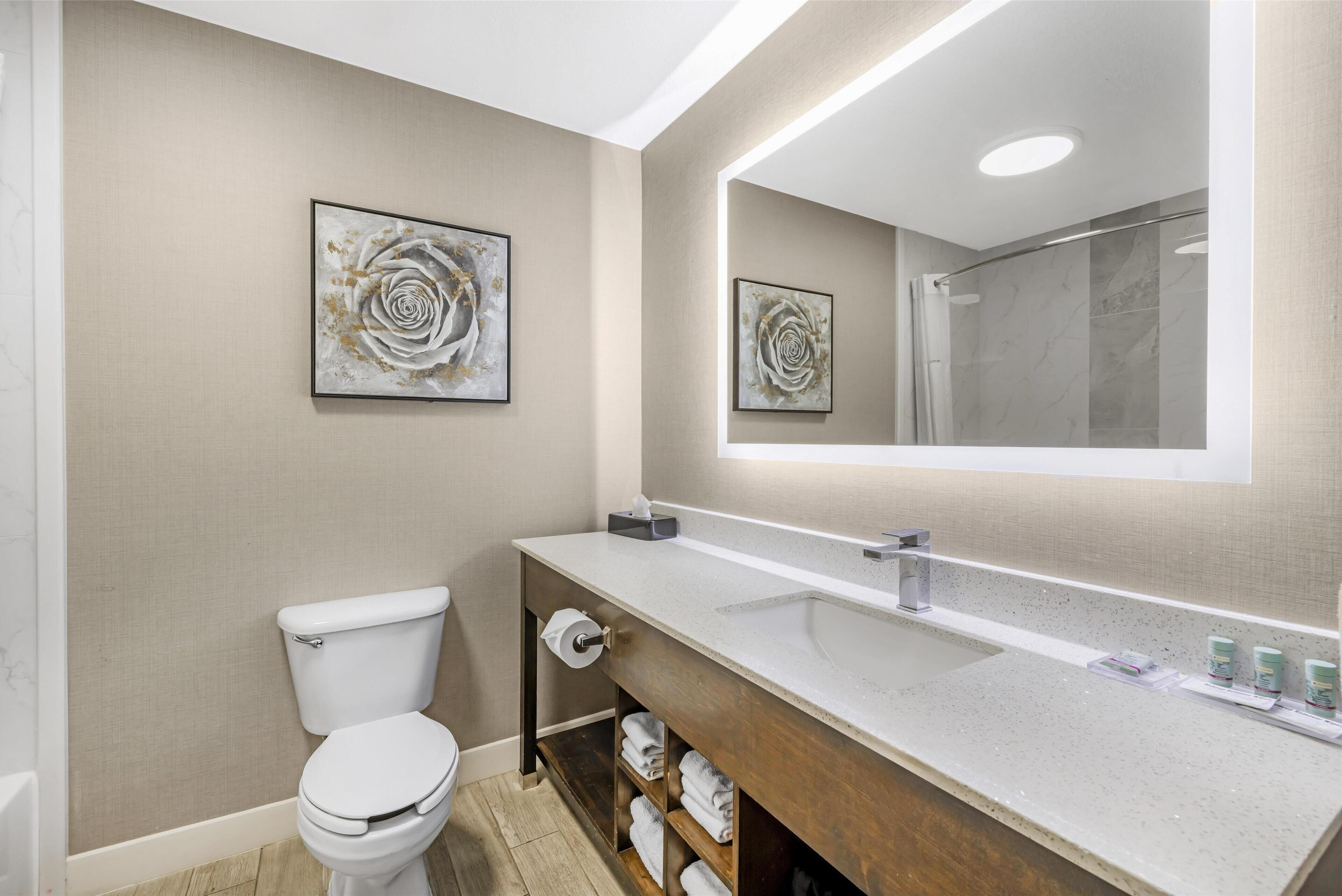 standard room, 2 queen beds, non smoking, refrigerator & microwave (pet friendly) | bathroom | combined shower/bathtub, free toiletries, hair dryer, towels