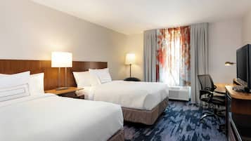 Room, 2 Double Beds | In-room safe, desk, iron/ironing board, free cots/infant beds