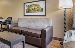 套房, 1 张特大床和 1 张沙发床, 无烟房 | 办公桌、笔记本电脑工作区、遮光窗帘、熨斗/熨衣板