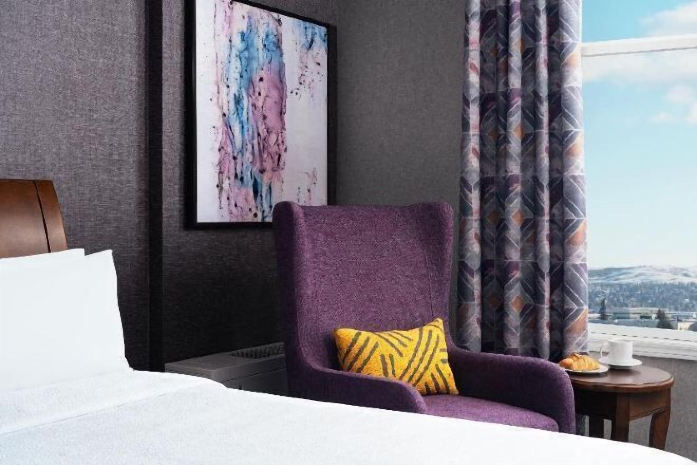 Premium bedding, down comforters, desk, blackout drapes