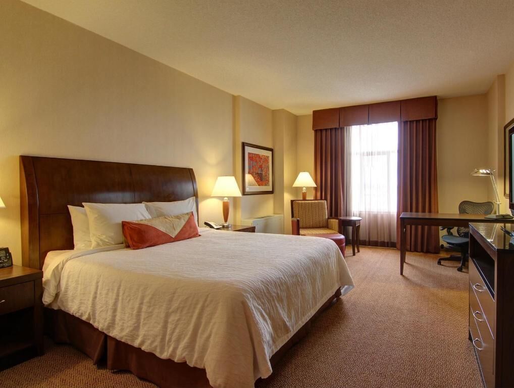 Premium bedding, down comforters, desk, blackout drapes