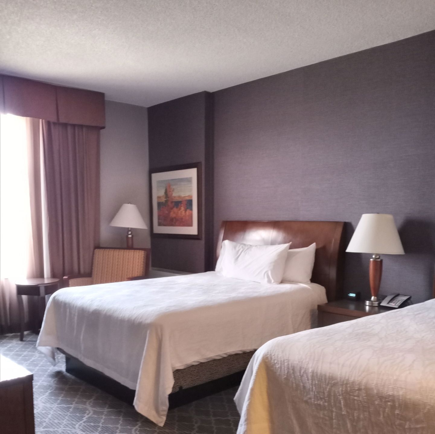 Premium bedding, down comforters, desk, blackout drapes