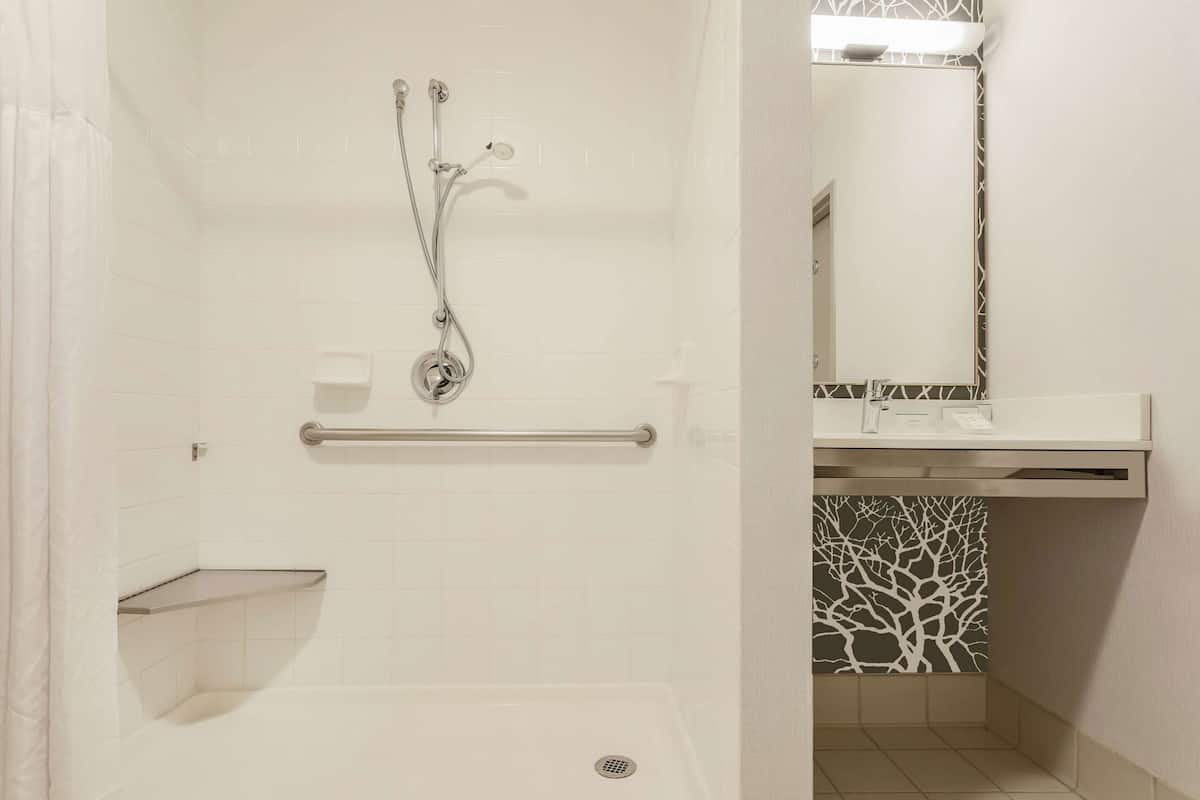 Bathroom | Combined shower/tub, free toiletries, hair dryer, towels