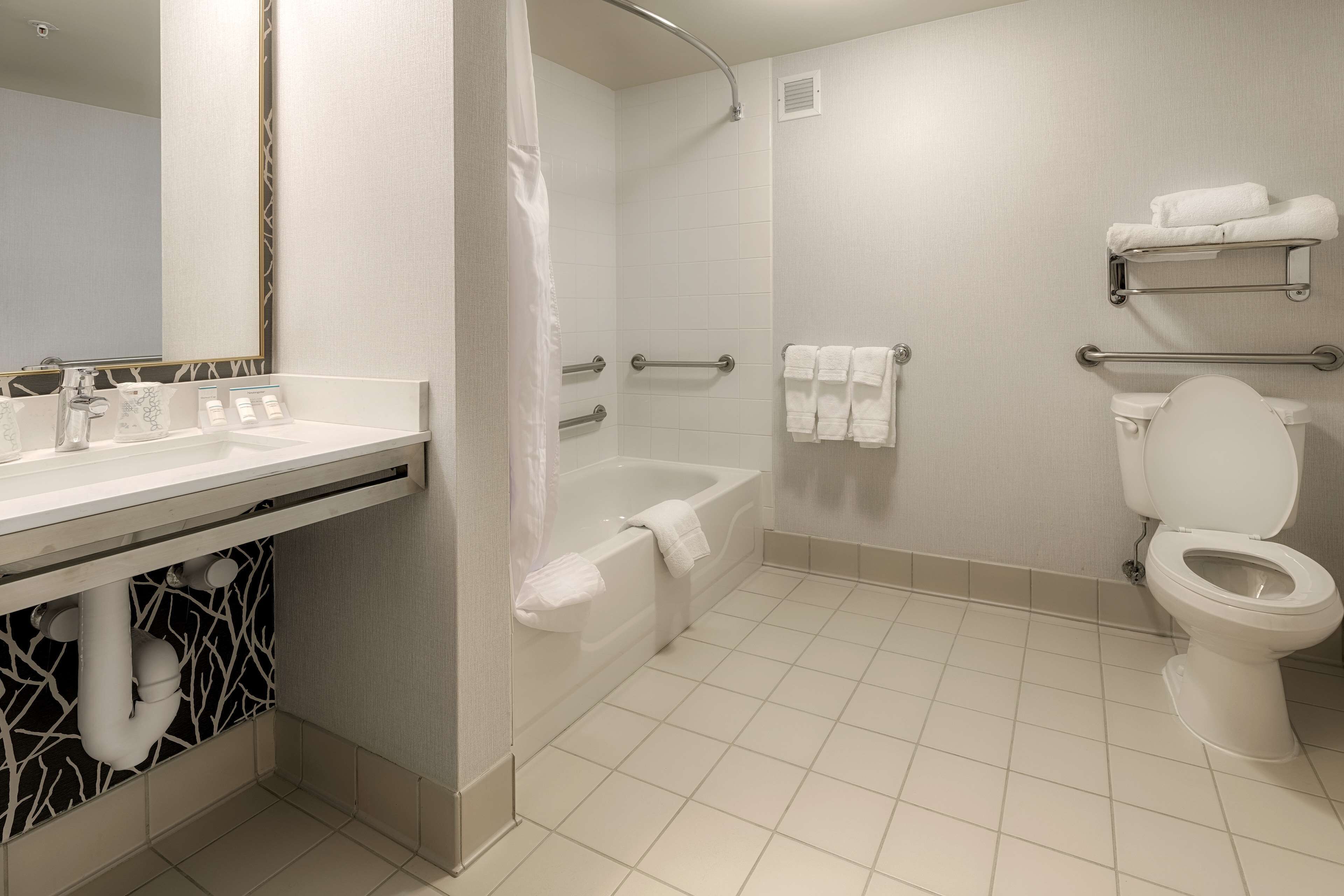 one king bed, accessible | bathroom | combined shower/bathtub, free toiletries, hair dryer, towels