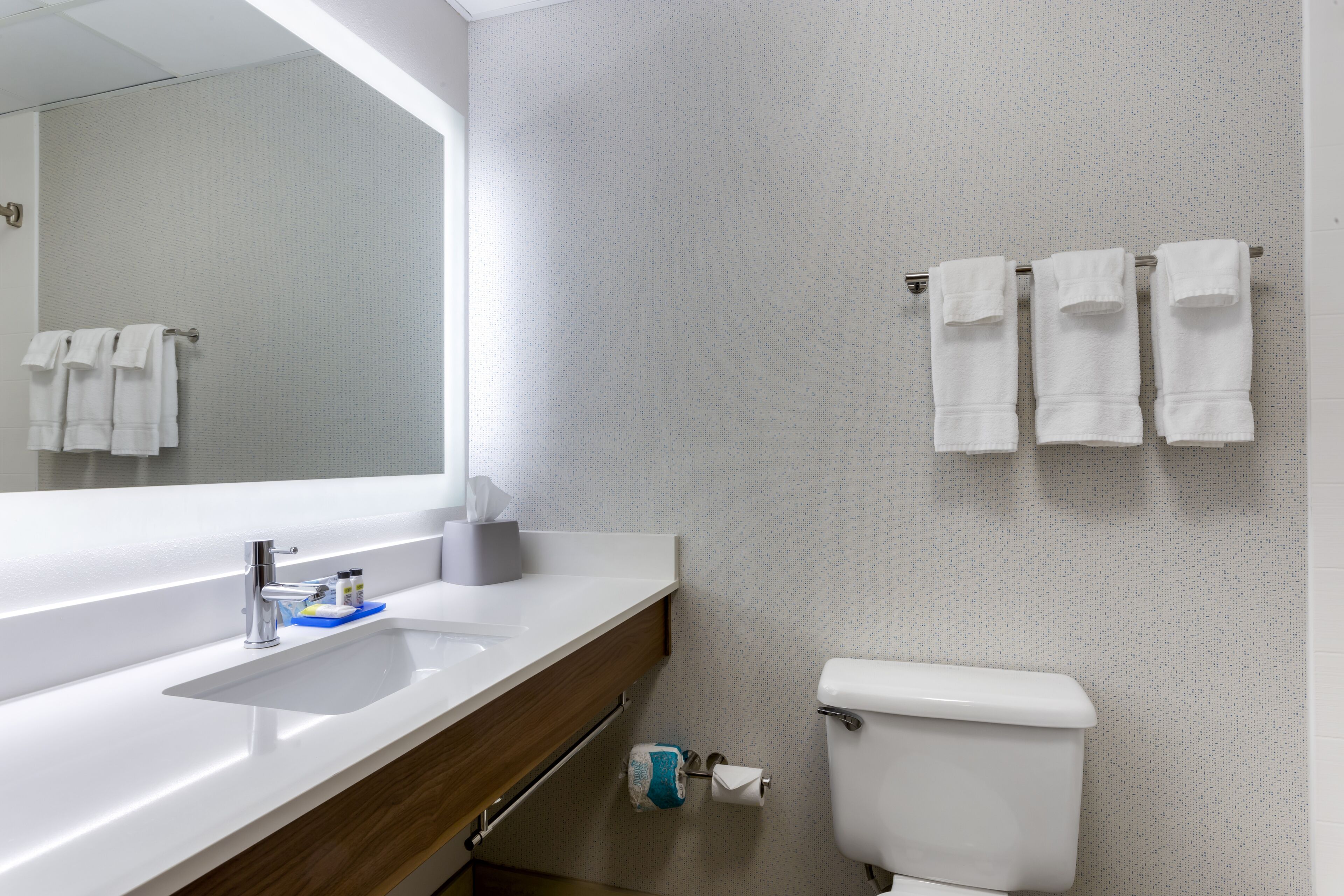 free toiletries, hair dryer, towels