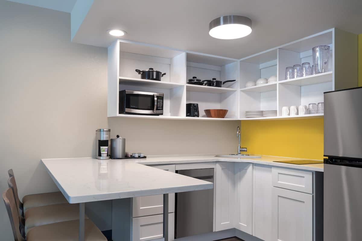 Fridge, microwave, coffee/tea maker