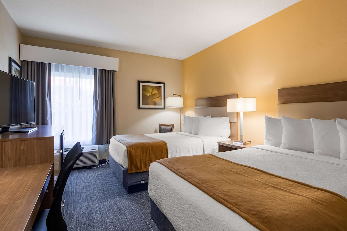 Standard Room, 2 Queen Beds, Non Smoking, Refrigerator & Microwave | Premium bedding, desk, blackout drapes, iron/ironing board