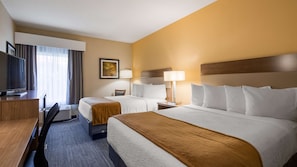 Standard Room, 2 Queen Beds, Non Smoking, Refrigerator & Microwave | Premium bedding, desk, blackout drapes, iron/ironing board