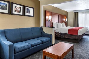 Premium bedding, pillowtop beds, desk, laptop workspace