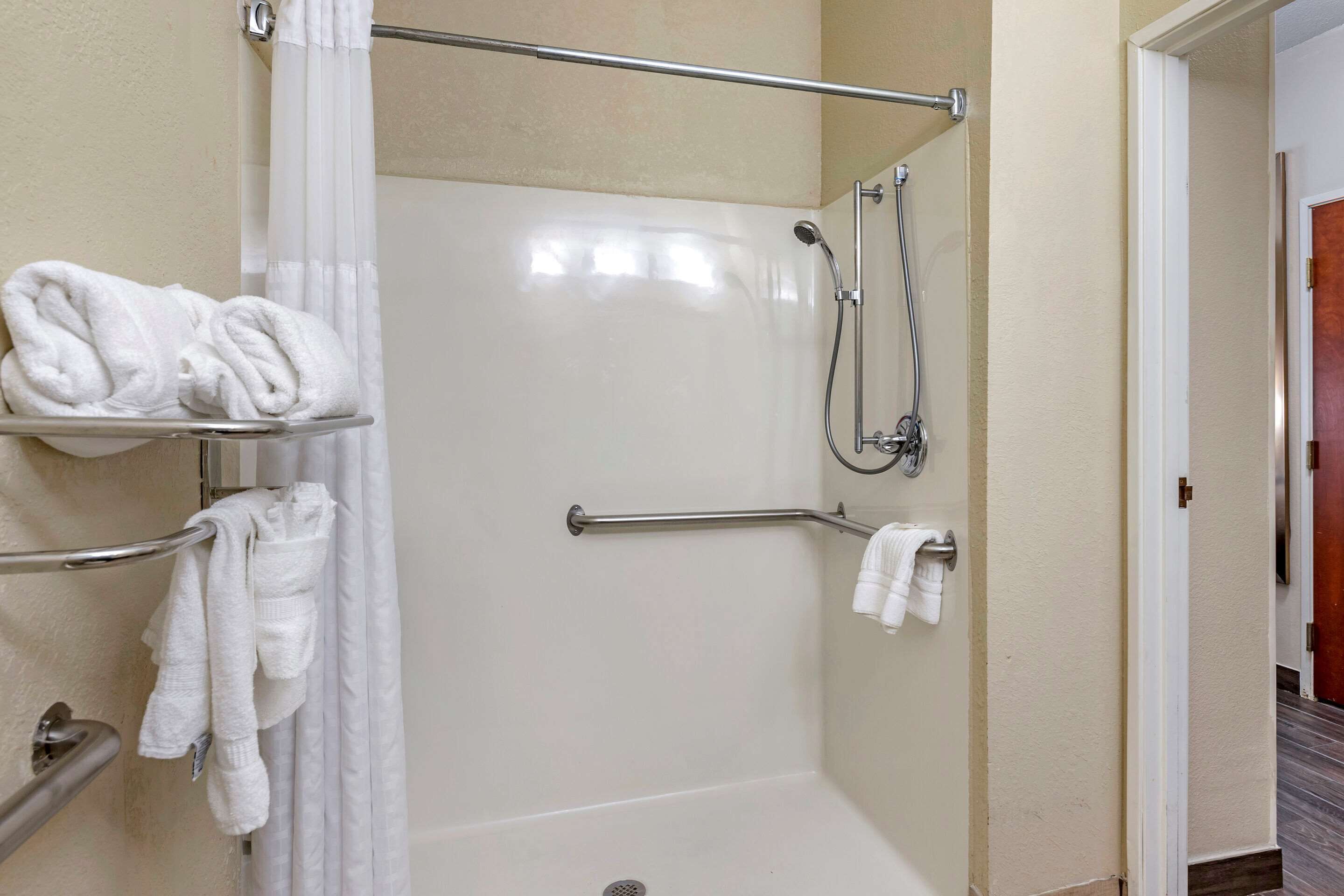 room, 2 queen beds, accessible, non smoking | bathroom | combined shower/bathtub, designer toiletries, hair dryer, towels