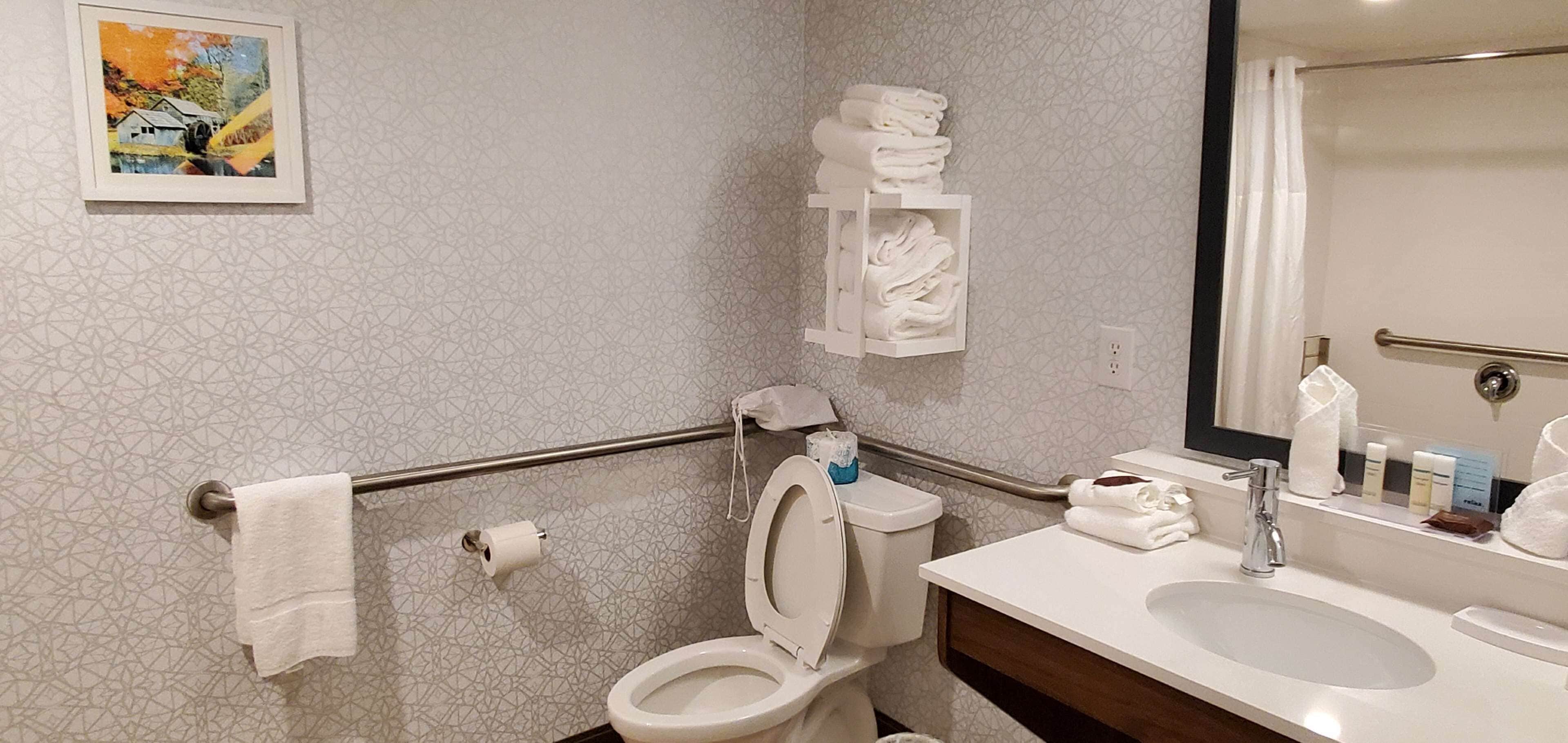 free toiletries, hair dryer, towels, soap