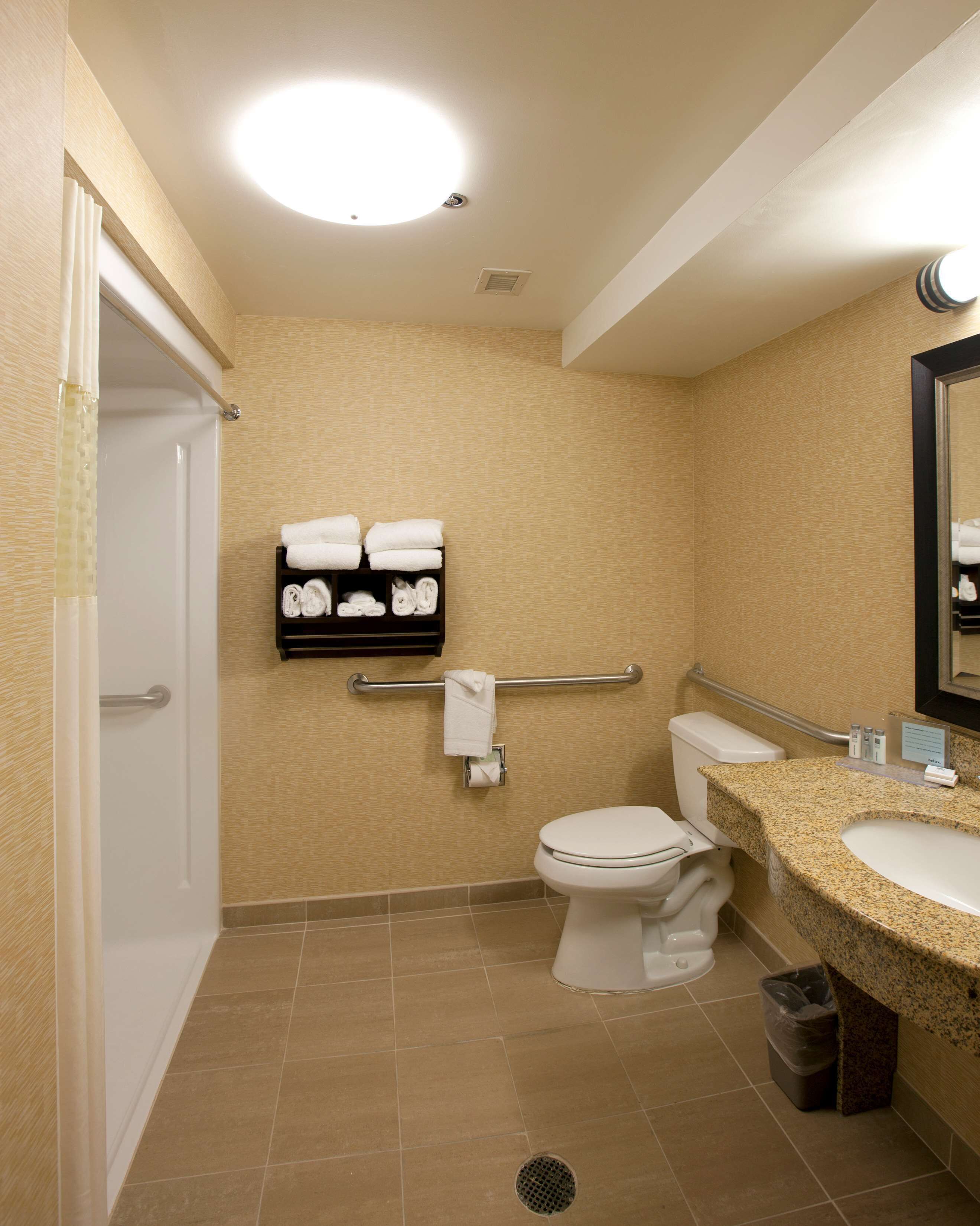 free toiletries, hair dryer, towels