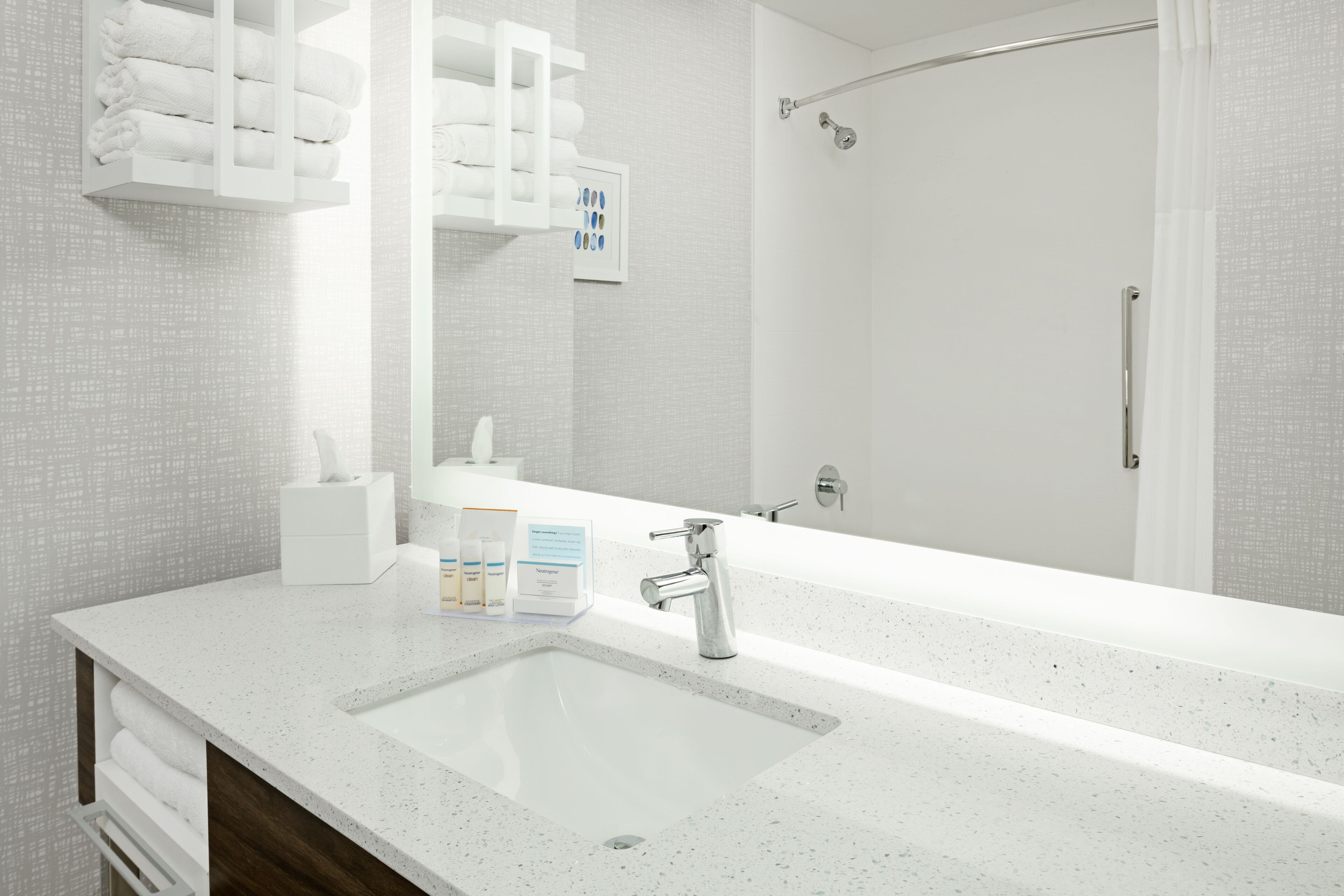 free toiletries, hair dryer, towels