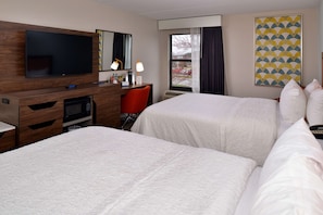 Two double beds non smoking | Desk, laptop workspace, blackout curtains, iron/ironing board
