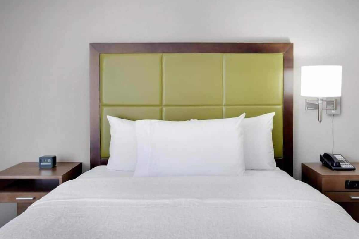 Premium bedding, pillowtop beds, desk, laptop workspace