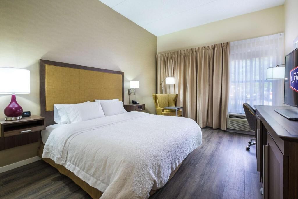 Premium bedding, desk, blackout drapes, iron/ironing board